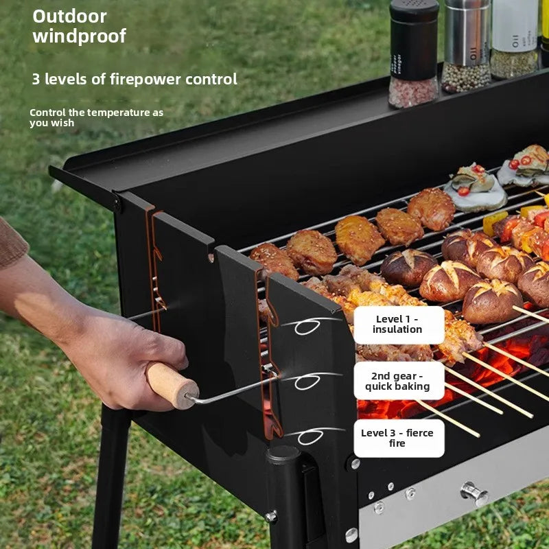 Portable Outdoor Charcoal Folding Stainless Steel Thickened BBQ