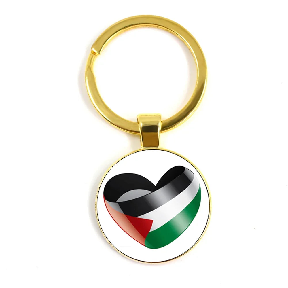 Personalized Art Patterns  Palestine Nation Flag Emblem 25mm Glass Cabohcon Keychain
