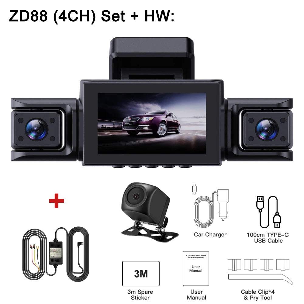 BEPOCAM 4K Dash Cam 4 Channel Front and Rear Inside 360°
