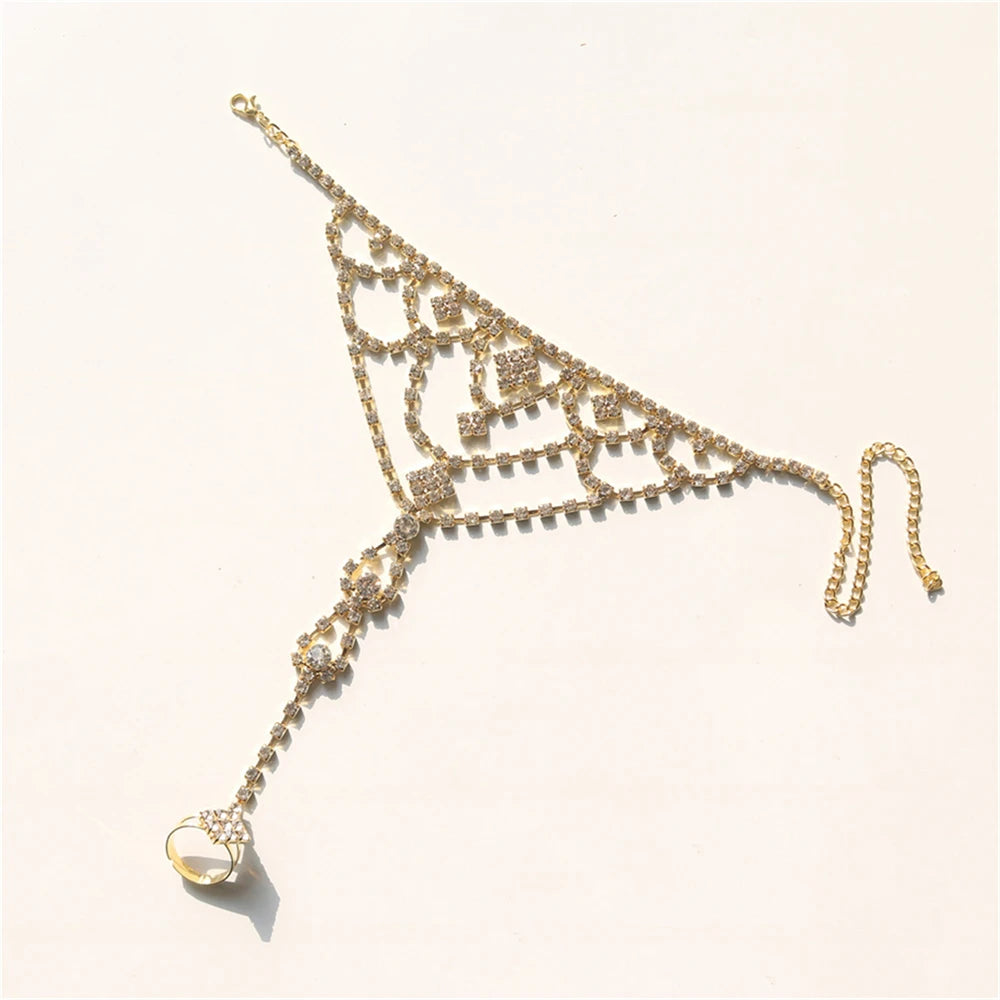 1ps Fashionable Shiny Finger Chain Jewelry Romantic Beach Party Minimalist Foot Chain Foot Accessories