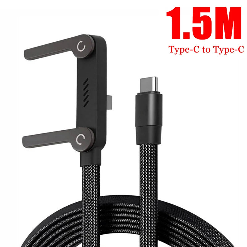 240W 2 in 1 USB To Type-C Cable Foldable Bracket Data Cable Type C Fast Charging Desk Holder