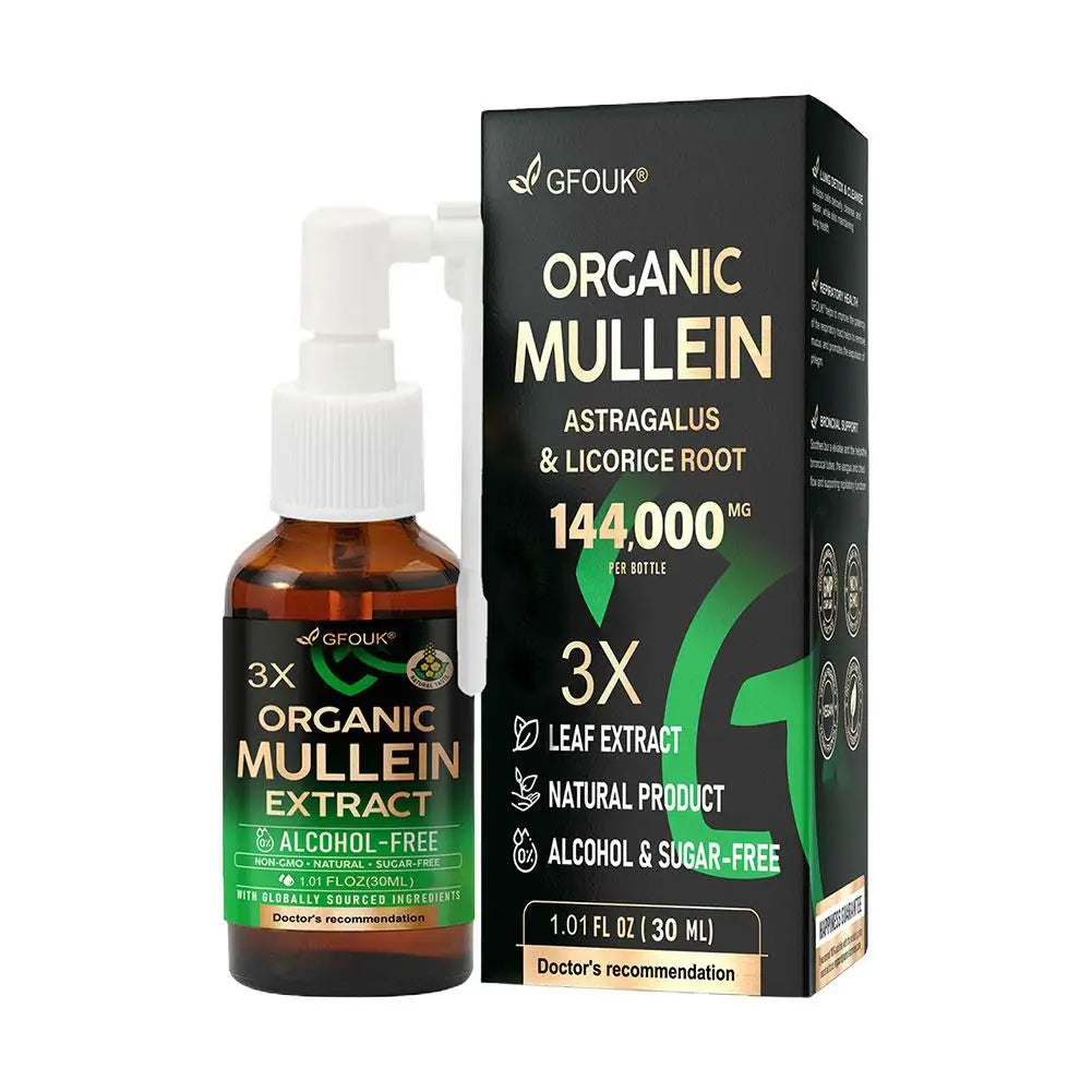 GFOUK Mullein Extract Spray 144000MG Organic Mullein With Astragalus Licorice Root Sugar Free Natural Respiratory Support Spray