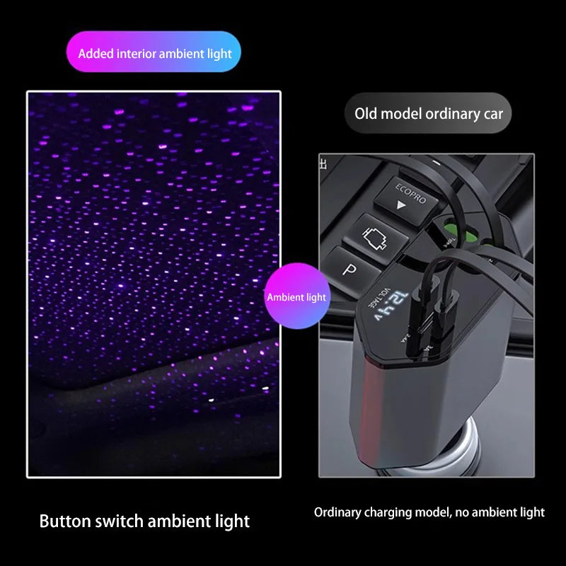 Aromatic Starlight In Roof Retractable Charger With Lightening Cable Dual Charge