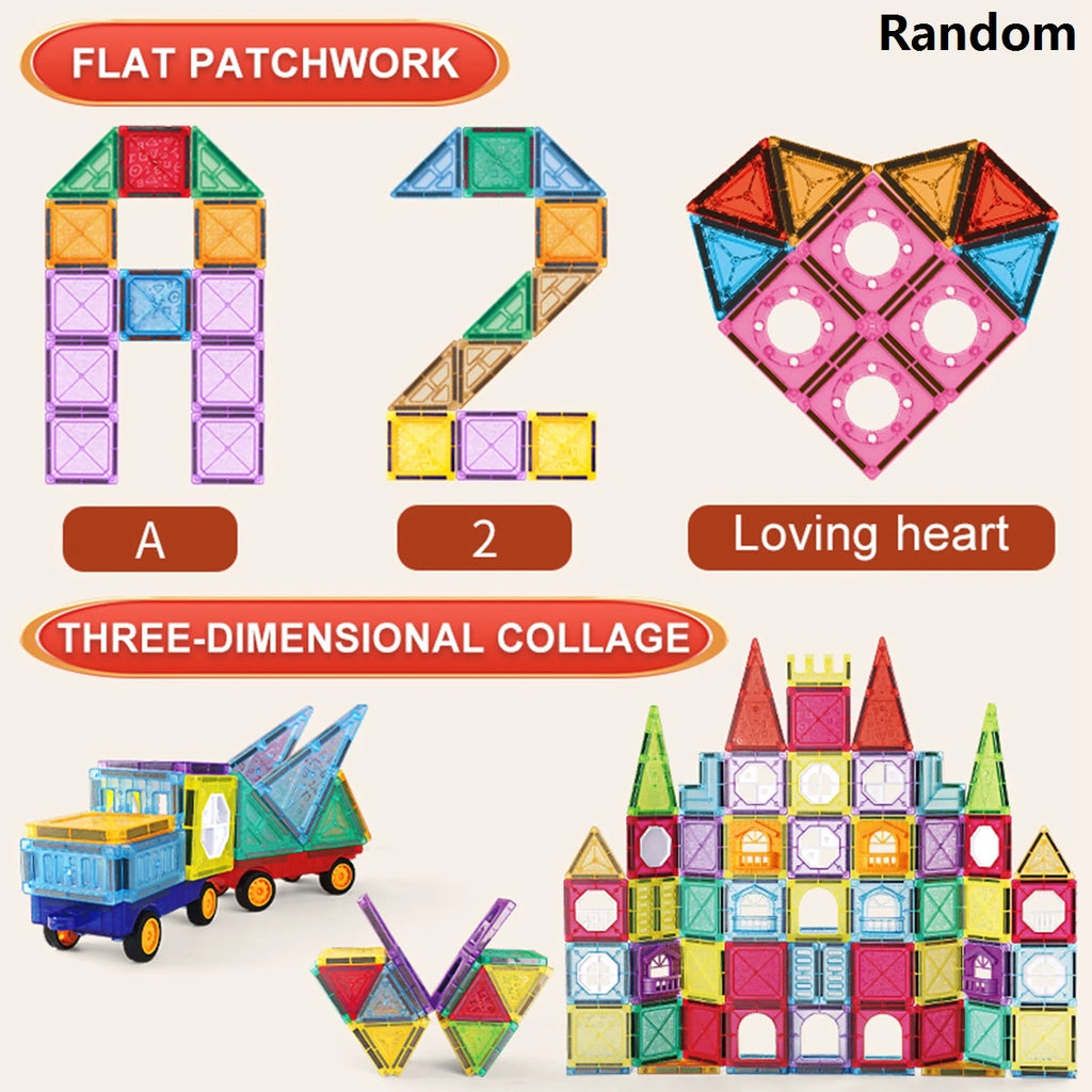 Magnetic Building Blocks Tiles Children's DIY Creative Toys for Kids Ages 3+ Year Old Boys Girls STEM Educational Sensory Gifts
