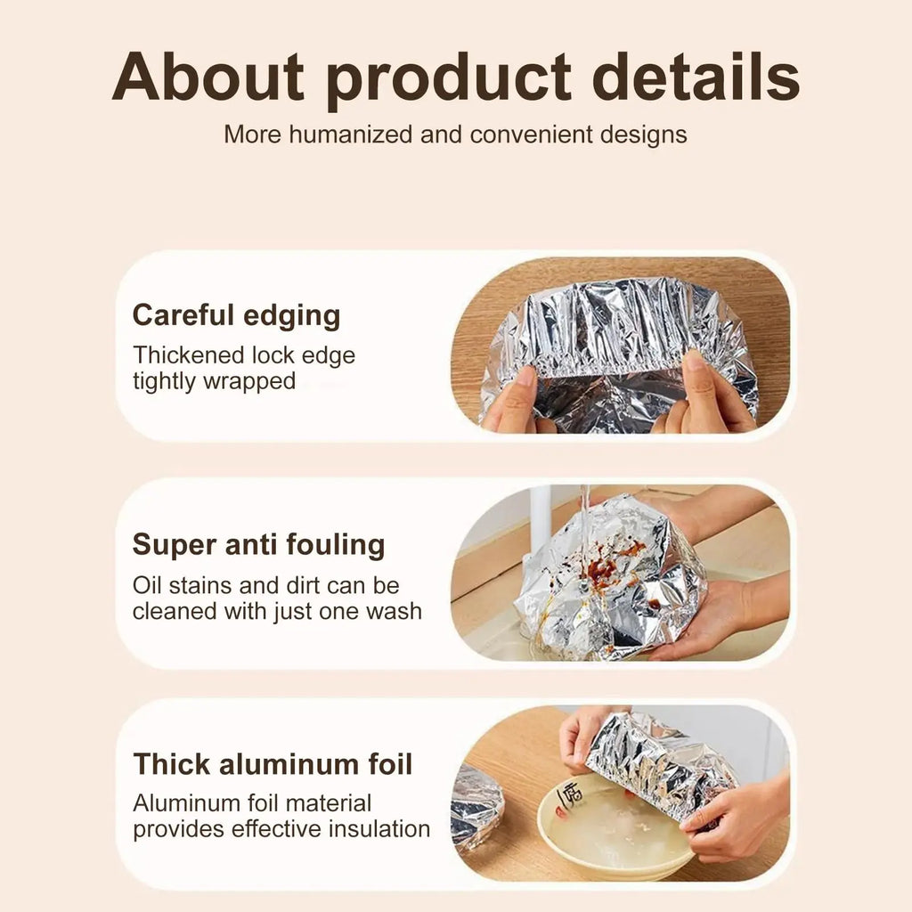 Easy Use Quick Cover Reusable Multi Size Aluminum Foil Food Covers Eco Friendly