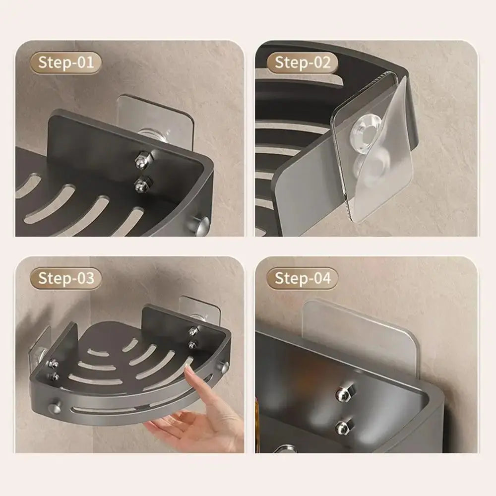 1/2/3Pcs Durable Punch-free Bathroom Shelves Wall-mounted Large Capacity Bathroom Corner Shelf Triangle Save Space Soap Rack