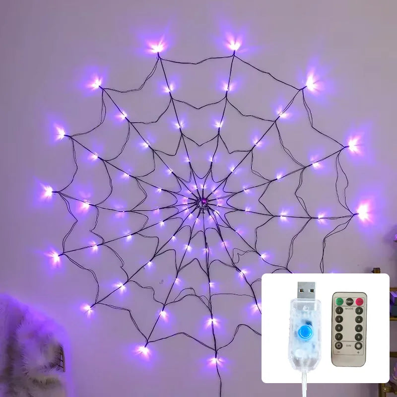 Halloween LED String Light Spider Web Ghost Festival