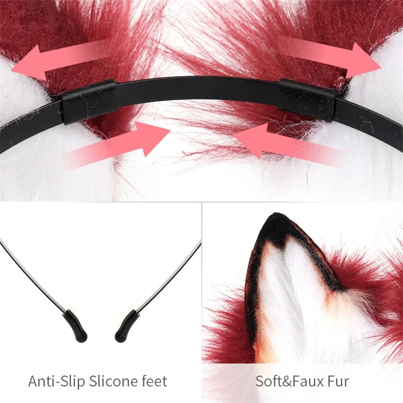 Furry Animal Cat Fox Ear Hair Hoops Adjustable Halloween