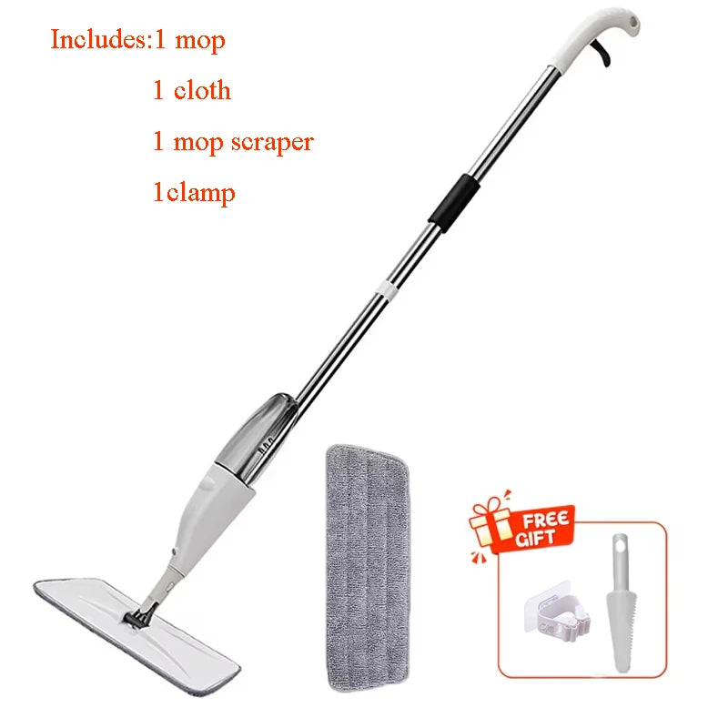 New Spray Mop Broom Set with Reusable Microfiber Pads Rotating Dry & Wet