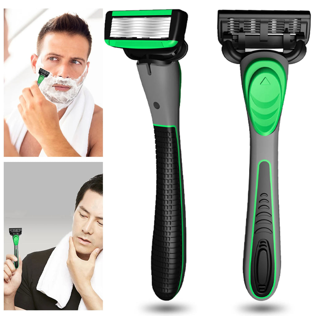 Men's 7-Layer Manual Razor Shaving Set with Replaceable Blades
