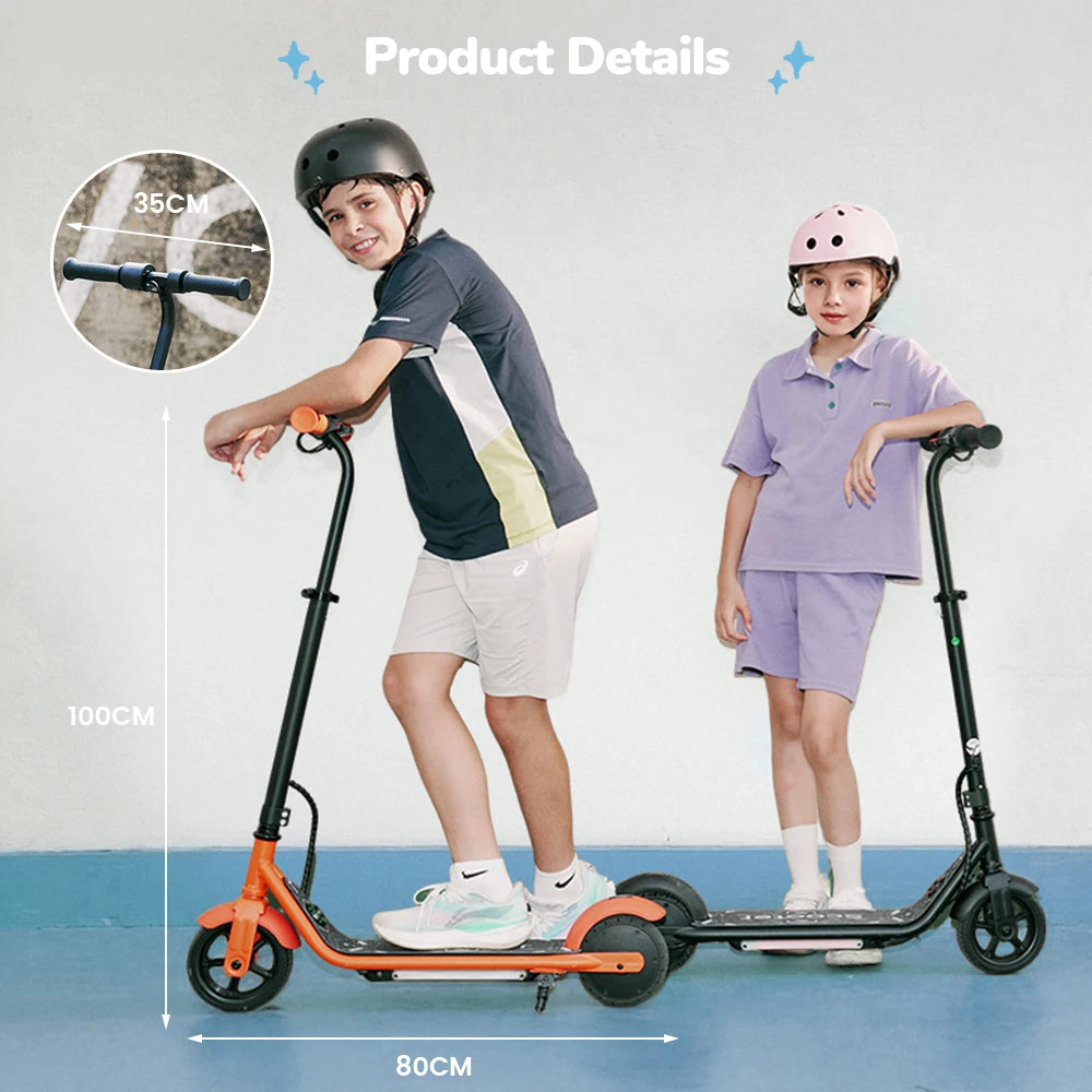 Kids Electric Scooter K2Pro 150W Motor 6 Inch Tires 18V Battery 16km H Top Speed 6-9km Range Orange Black 3 Speed Gears with LED