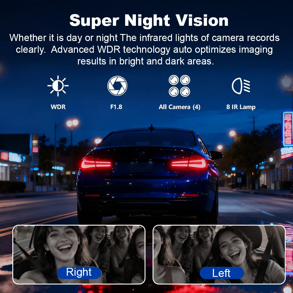 BEPOCAM 4K Dash Cam 4 Channel Front and Rear Inside 360°