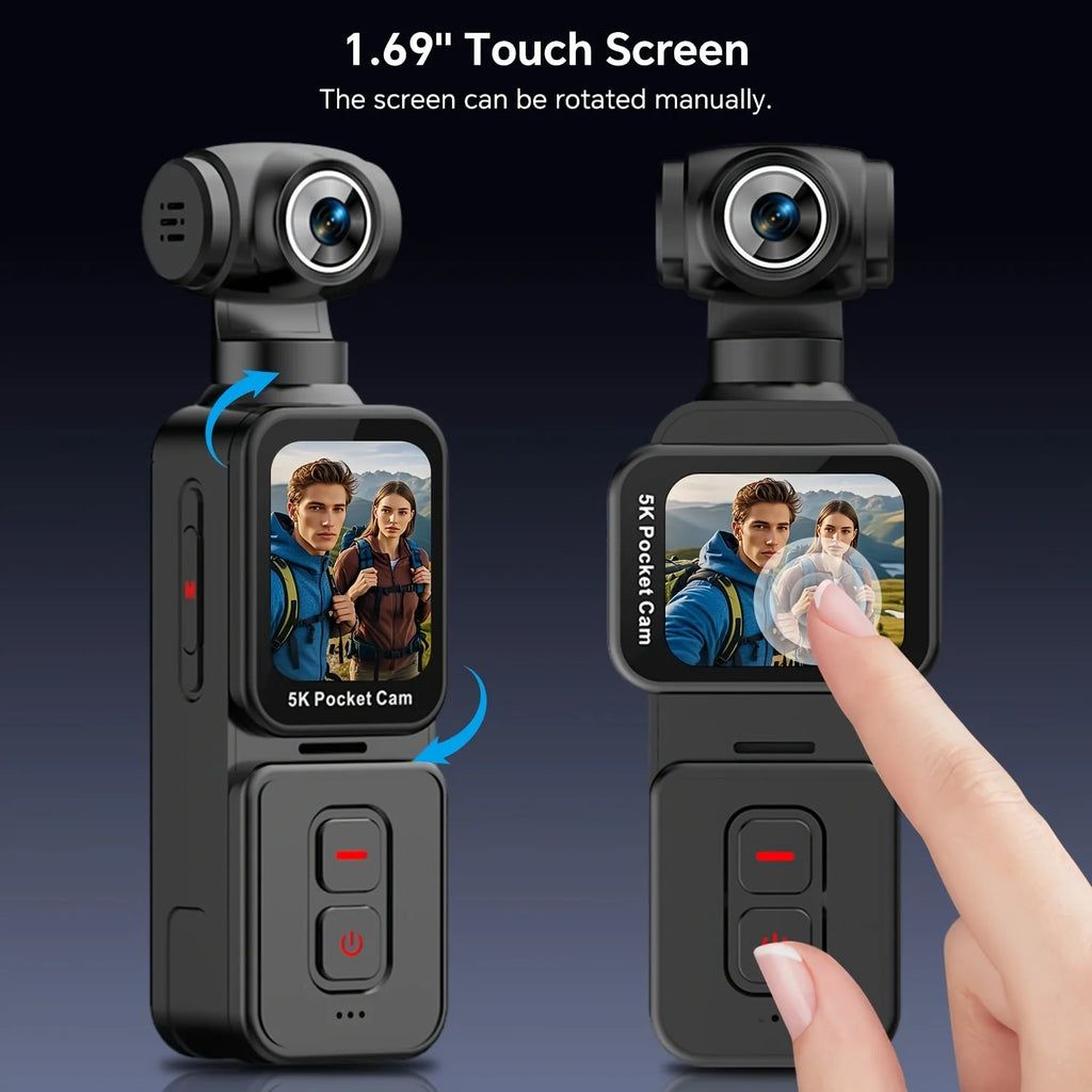 5K Pocket Vlog Camera With 270° Rotatable Lens Smart AI Face