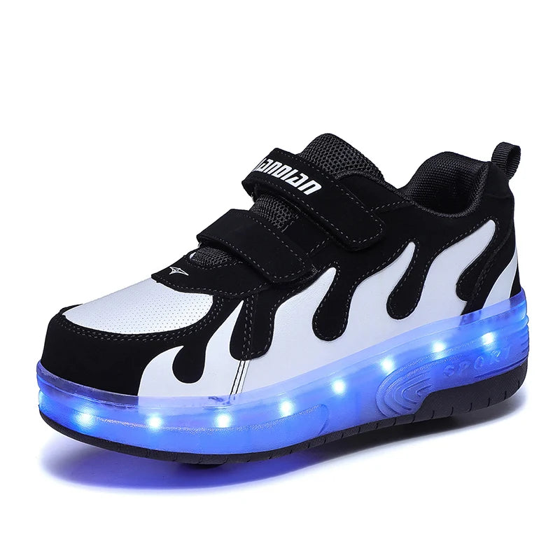 Children 2Wheels Roller Skates Shoes USB Charging Invisible Detachable Equipped with LED Lights