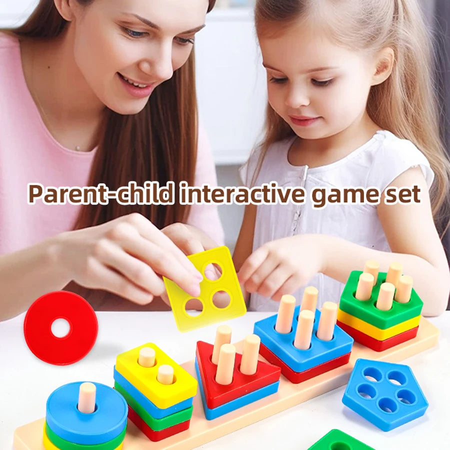 1set - Early Education Equipment Geometric Set Columns,