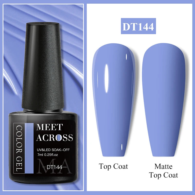 MEET ACROSS 7ml Purple Nail Gel Polish Semi Permanent Nail Art For Nails Decoration
