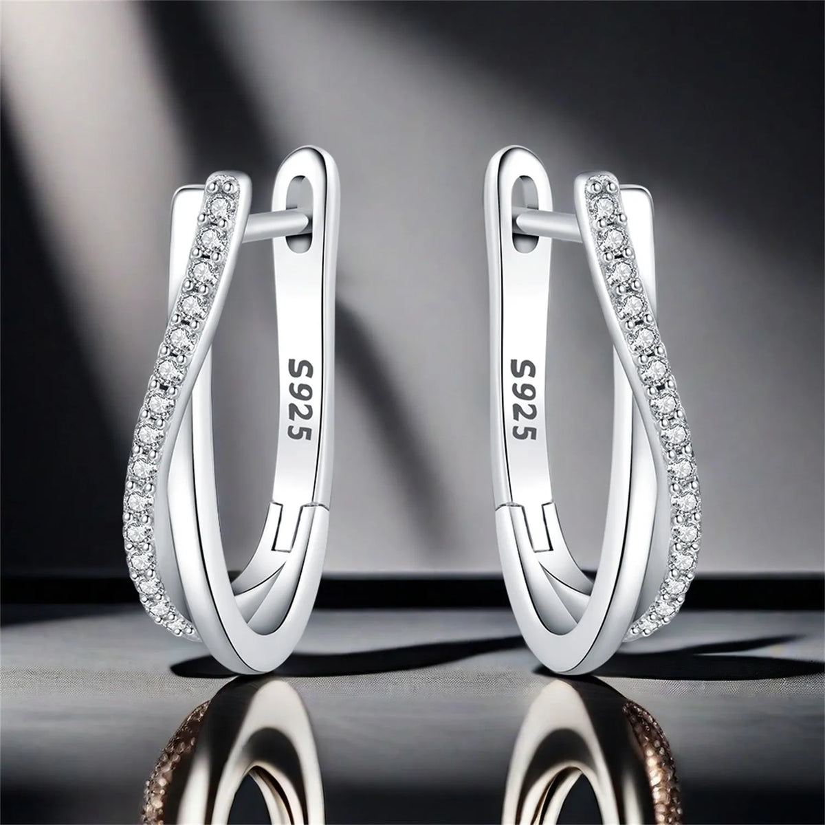 925 Sterling Silver Star Twisted Line Earrings Jewelry
