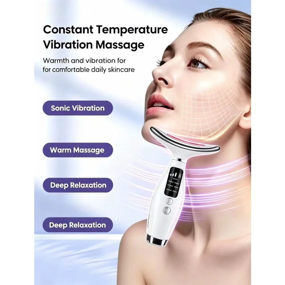 LED Face Neck Massager 7 Colors Light Therapy Skin Tightening