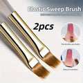 2pcs Wide Soft Bristle Nail Brush Gradient Design Acrylic Handle Gel Polish Applicator Nail Tools