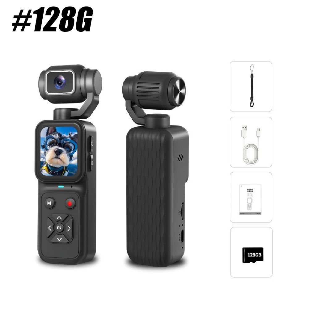 4K Pocket Vlogging Camera, 180° Flip Lens & 48MP Photo,