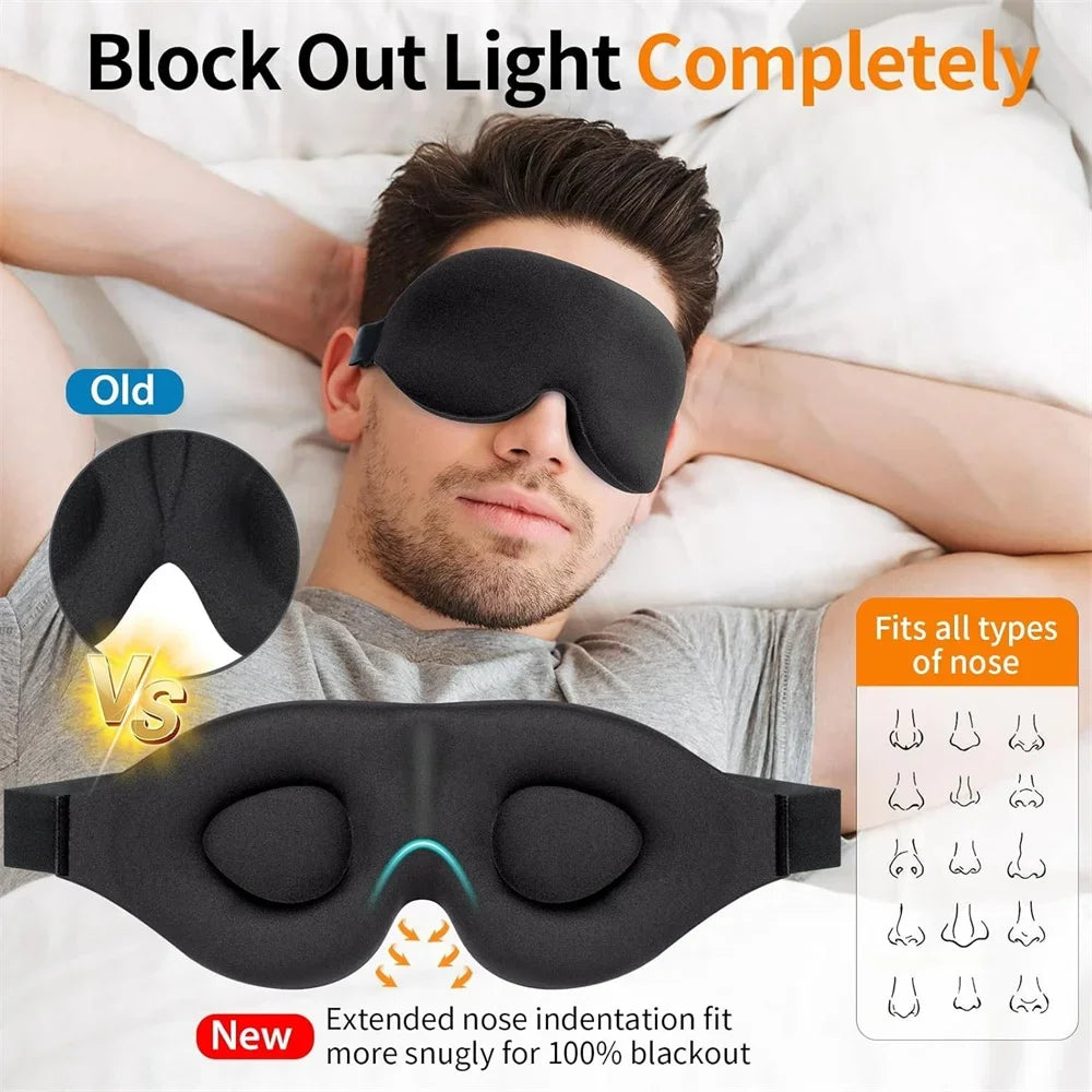 3D Contoured 100% Light Blocking Sleep Mask Ultra-Soft Skin-Friendly Breathable Eye Cover for Rest Travel Night Sleep Mask Block