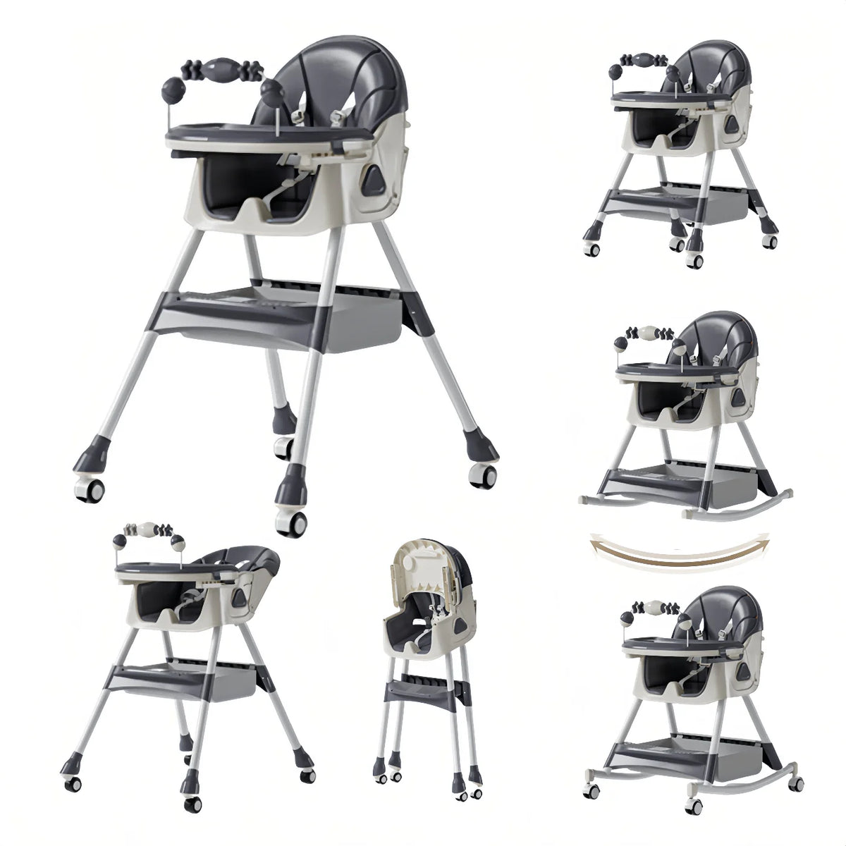 Multifunctional High Chair for feeder Baby Dinner wide Space Seat folk Aluminum