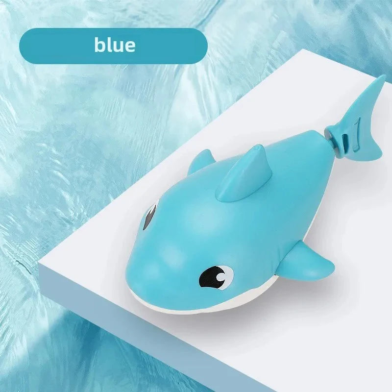Baby Summer Cartoon Shark Water Play Toy with Wind Up Chain Outdoor Beach Swimming Clockwork Toys Baby Bathroom Toy for Children