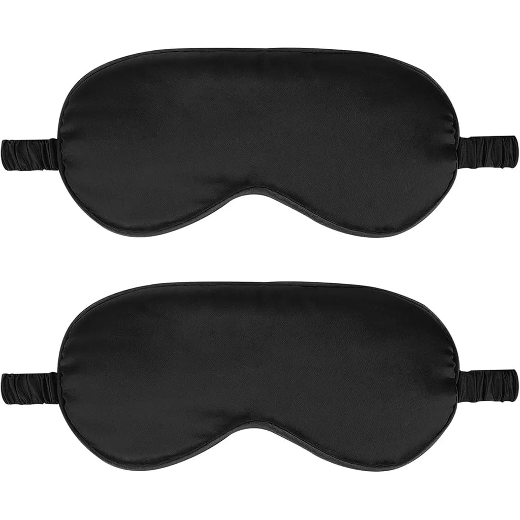 2-Pack Silk Sleep Mask - Elastic Blackout Eye Mask & Blindfold for Full Night'S Sleep, Light Blocking, Adjustable Strap