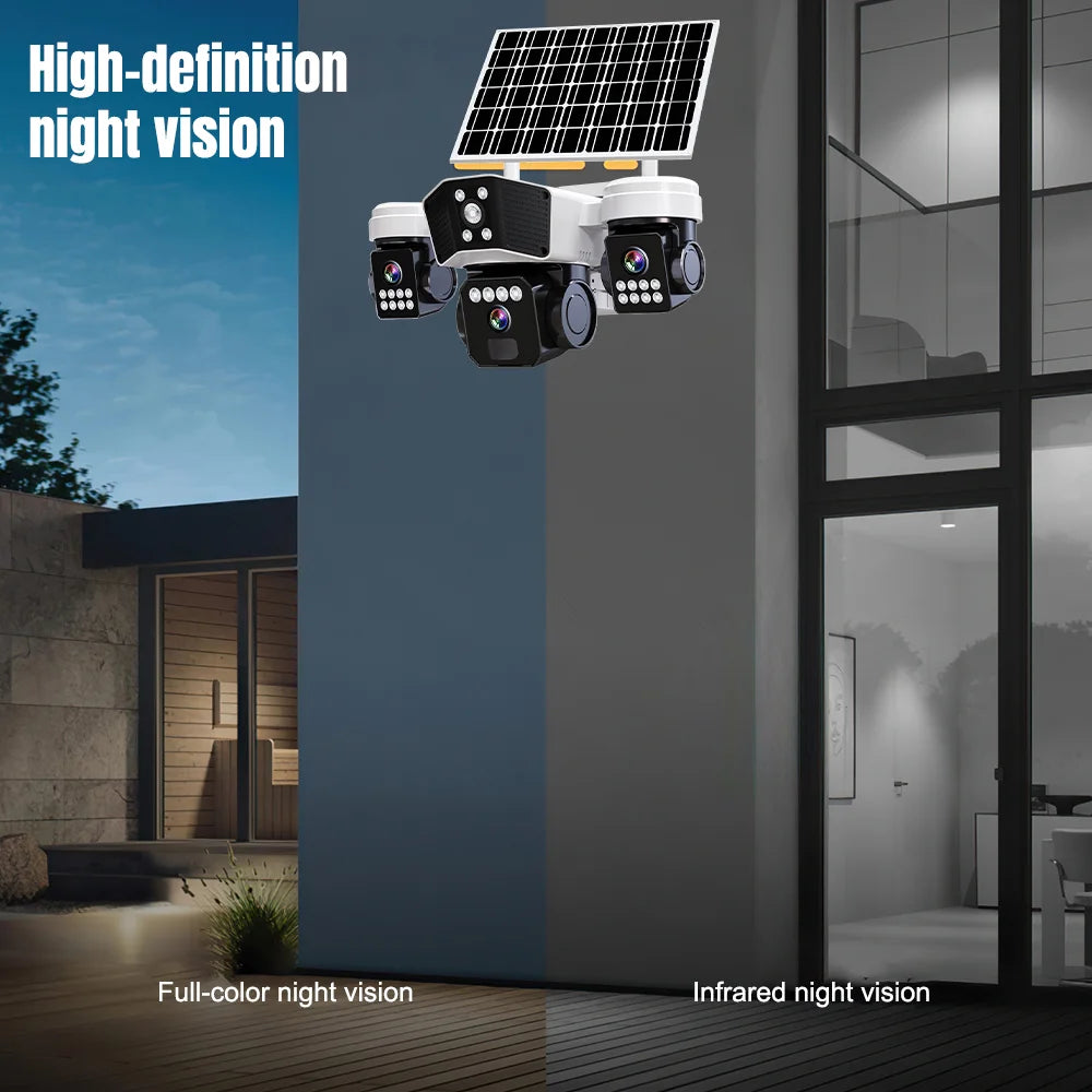 6MP Three Lens Solar Security Camera Wireless WiFi Outdoor
