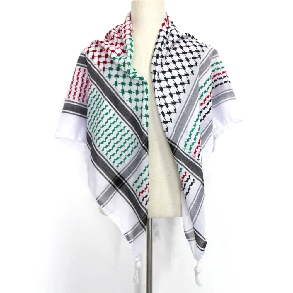 Original Kuffiyeh Cotton Woven Palestine Kufiya Arafat scarf shemagh sewn Arab keffiyeh shawl 110x110cm