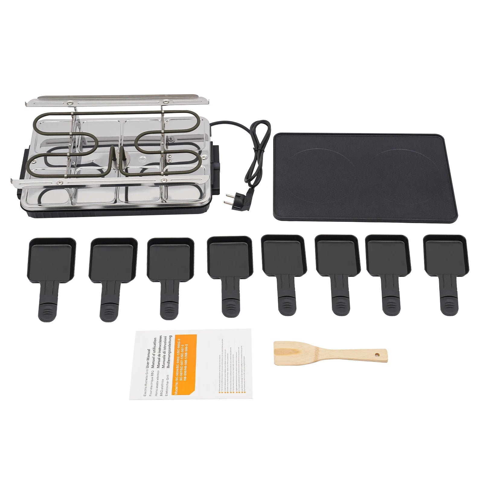 220-240V Table Grill,Electric Grill,Non-Stick Electric Barbecue Grill,1 Large + 8 Small Trays,for Barbecues,Parties,Decks