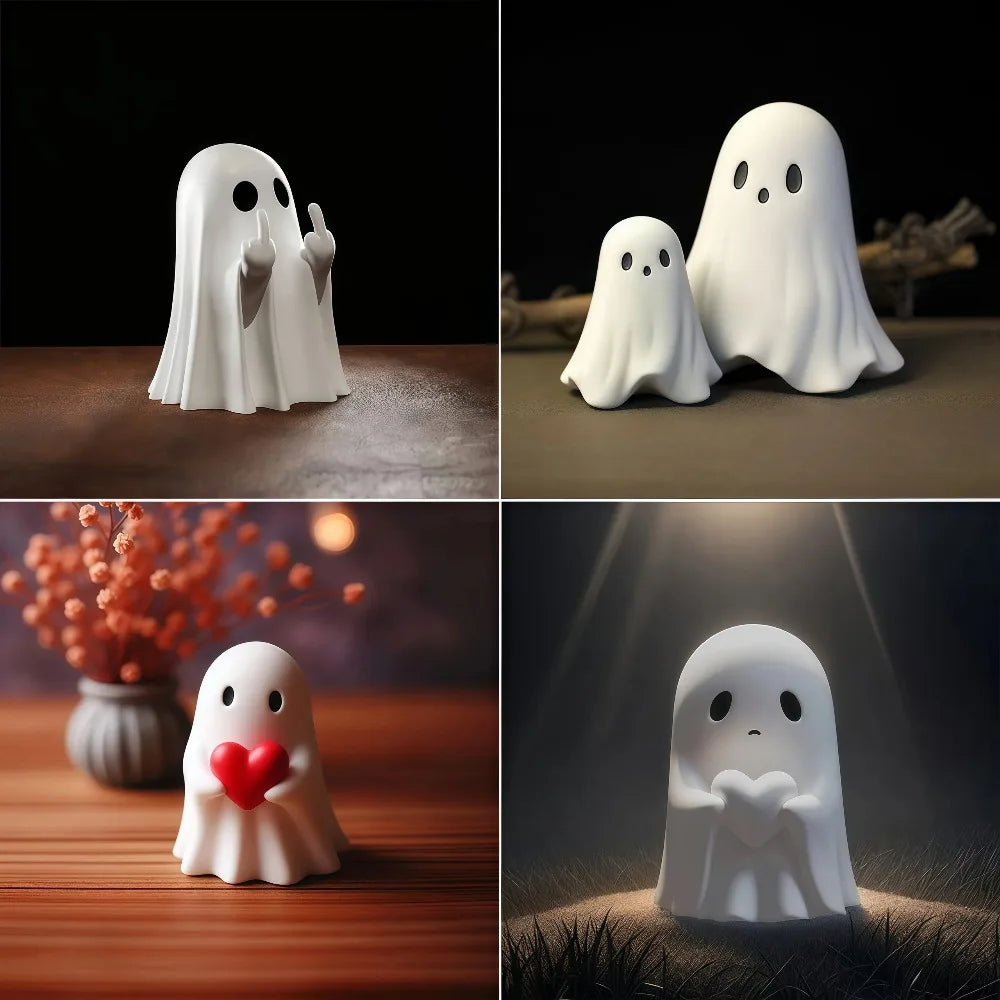 1-5Pcs Cute Middle Finger Ghost Statue, Halloween Ghost Festival