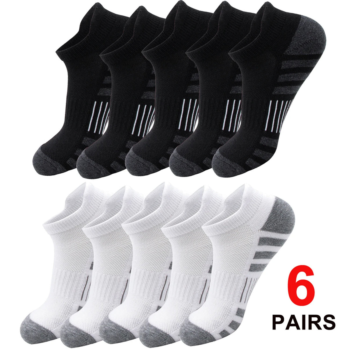 6/24 Pairs Cushioned Breathable Ankle Athletic
