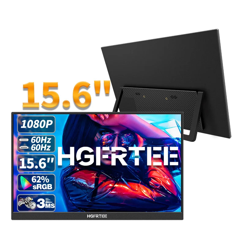 HGFRTEE 15.6 Inch Portable Monitor, FHD-IPS Laptop External Second Screen,