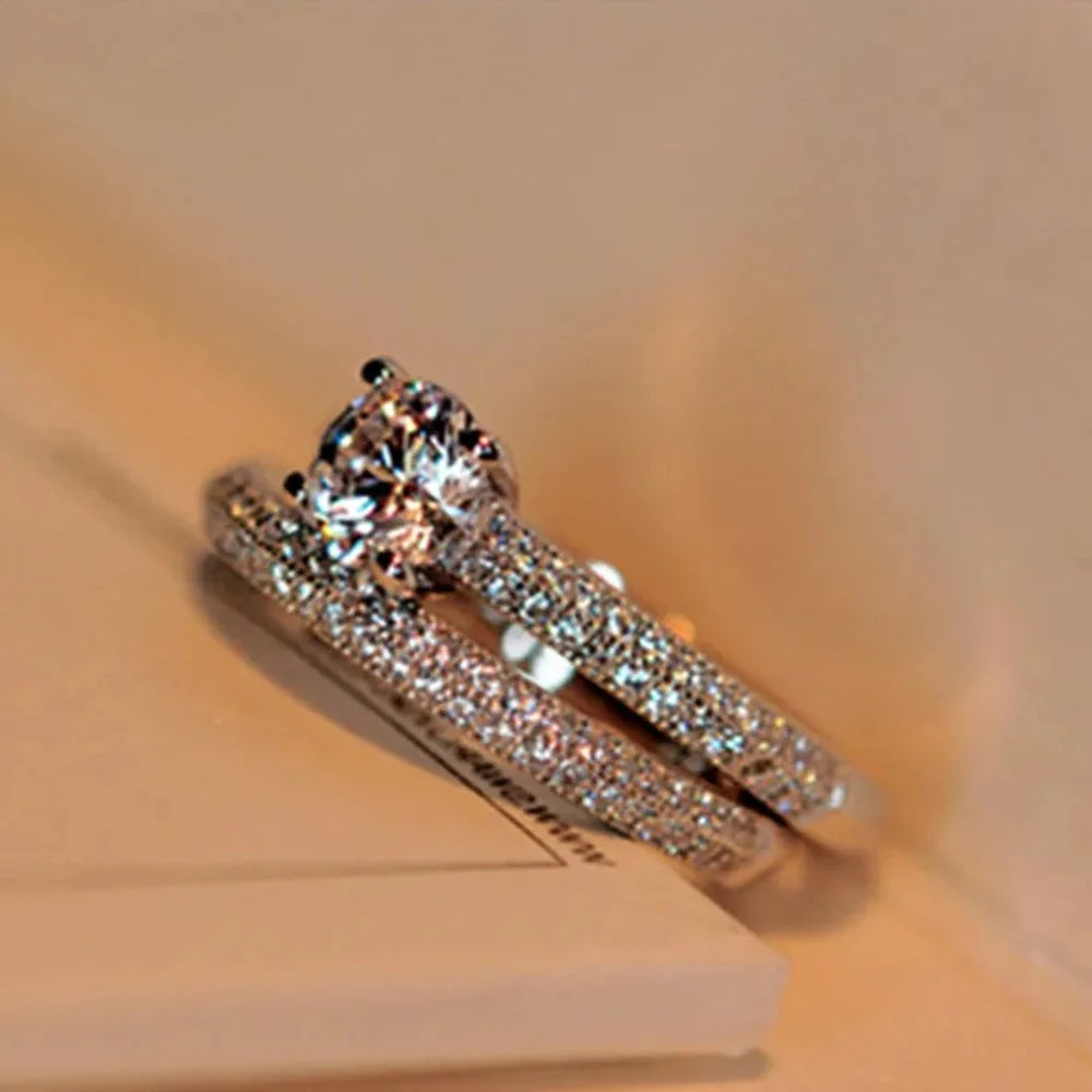 CC Lovers Jewelry Rings For Women 2pcs Bridal Sets