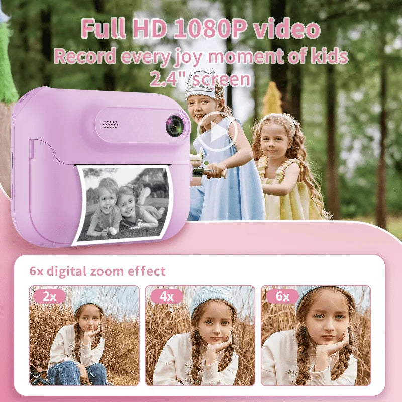 Instant Print Camera for Kids, Kids Camera for 5-1, 32MP HD 1080P Digital Camera with 3 Rolls of Printer Paper