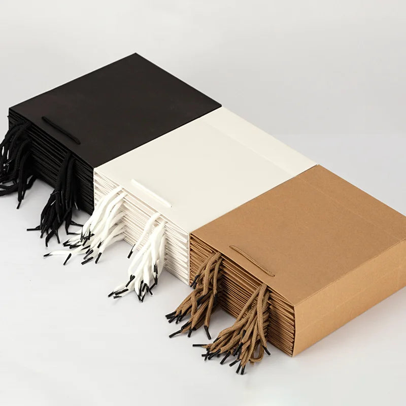 10Pcs Paper Bag Custom Gift Handbag Clothing Store Handbag Printed Logo High-End Kraft Paper Shopping Large Thickened Packaging