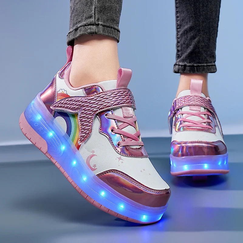 Children's Roller Shoes with LED Light Up 2 Wheels