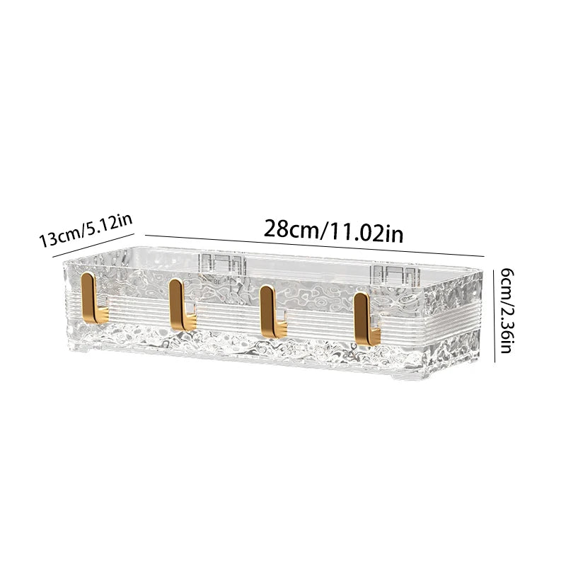 Wall Mounted Bathroom Storage Rack With 4 Hooks Corner
