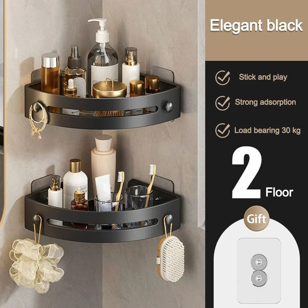 1/2/3Pcs Durable Punch-free Bathroom Shelves Wall-mounted Large Capacity Bathroom Corner Shelf Triangle Save Space Soap Rack