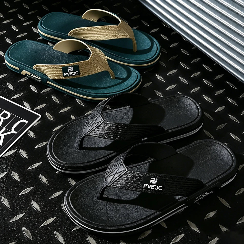 Men's Summer Flip Flops Soft PVC Beach Open Toe Sandals Comfortable Anti Slip Casual Slippers Outdoor Pool Shower Walking Shoes