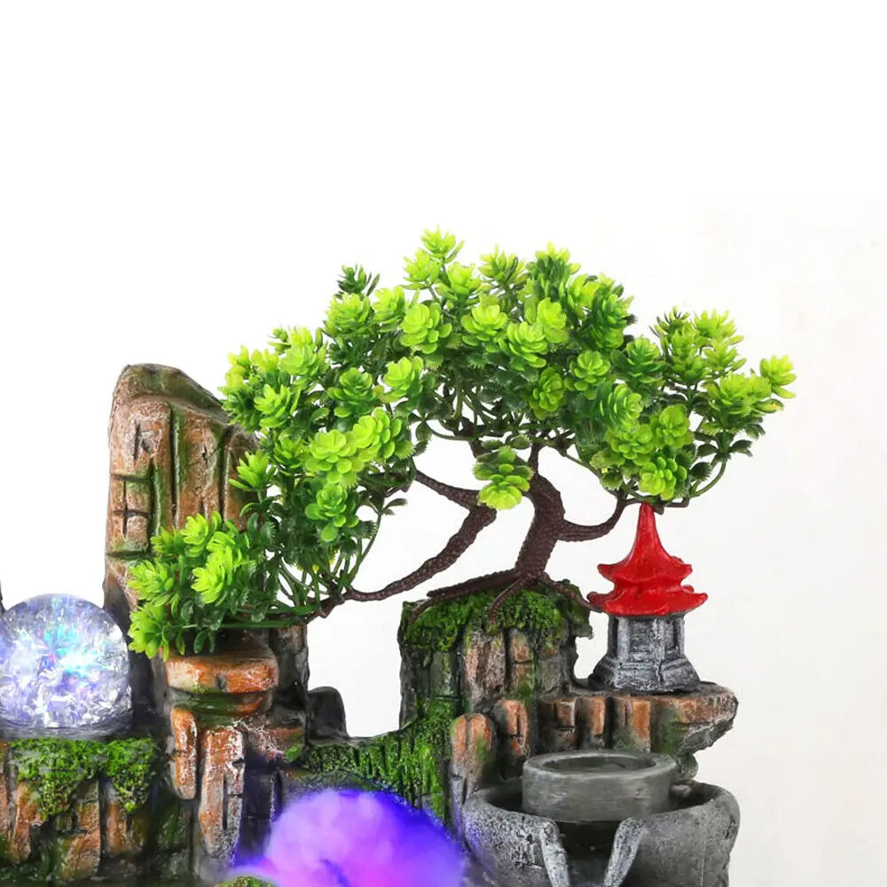 Room Fountain, Waterfall, Table Fountain with LED Lighting and Fog