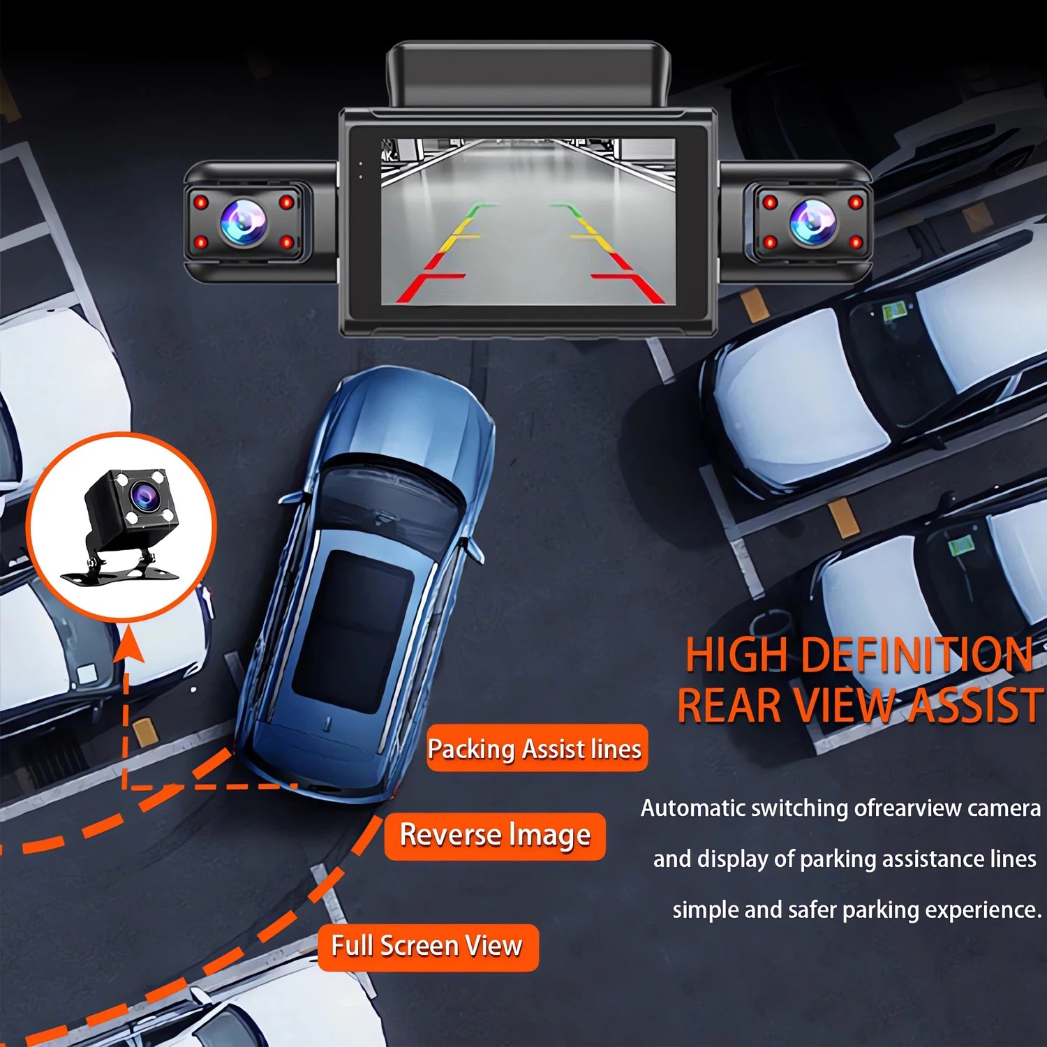 FHD 1080P 4 Channel Full HD Car DVR Wifi Dash Cam 4 Cameras Dashcam Video Recorder Night Vision Black Box Cabin 24H Parking