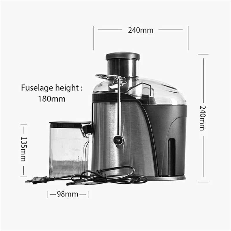 Electric Juicer Machine Stainless Steel Centrifugal 3inch Big Mouth Fruits And Vegetable Juice Extractor 2 Speeds Mixer Blender