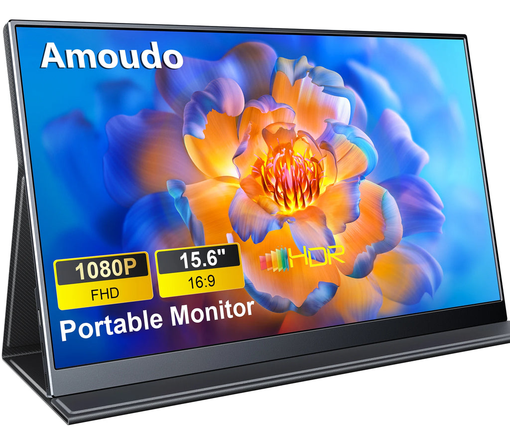 Amoudo 15.6 Inch Portable Monitors 1920*1080P Fhd Laptop Screen Extender Ips Display Screen Monitor for Laptop/Pc/Phone