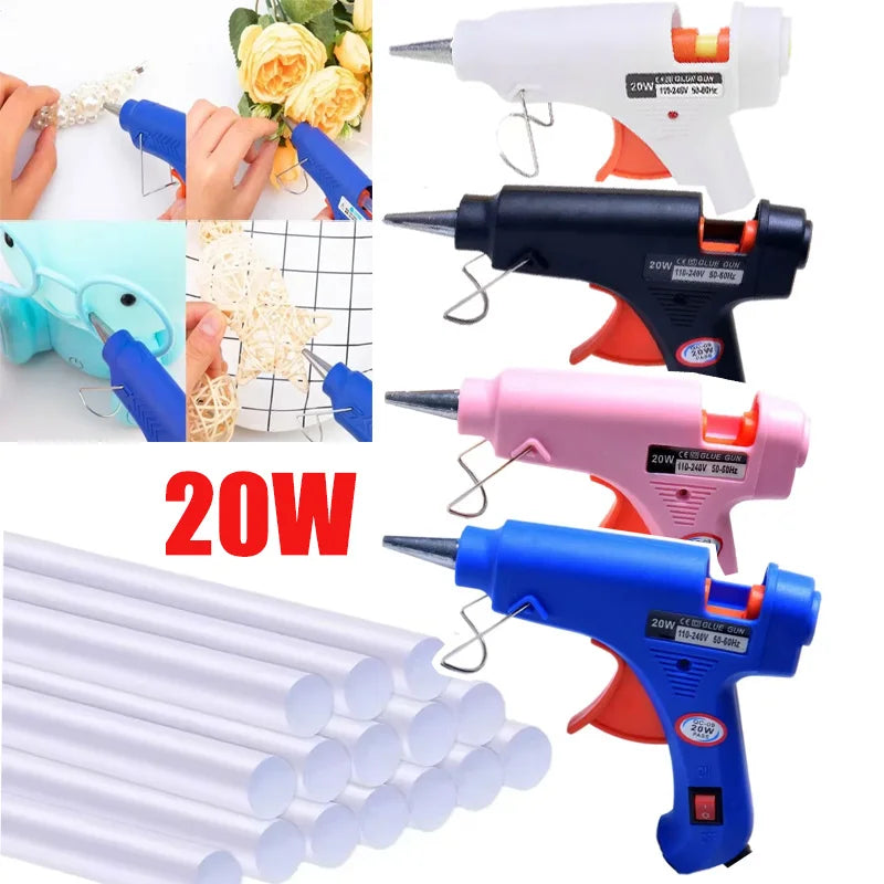 Hot Silicone Gun 20W Electric Glue Gun With 30Pcs Transparent Sticks Mini DIY Tools For Home Repair Tool Special Stick Set