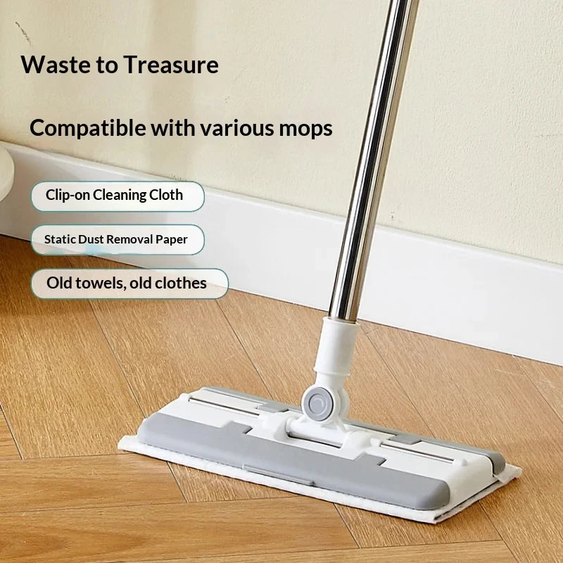 Hands-free flat lazy mop with cloth clip, mop only without cloth