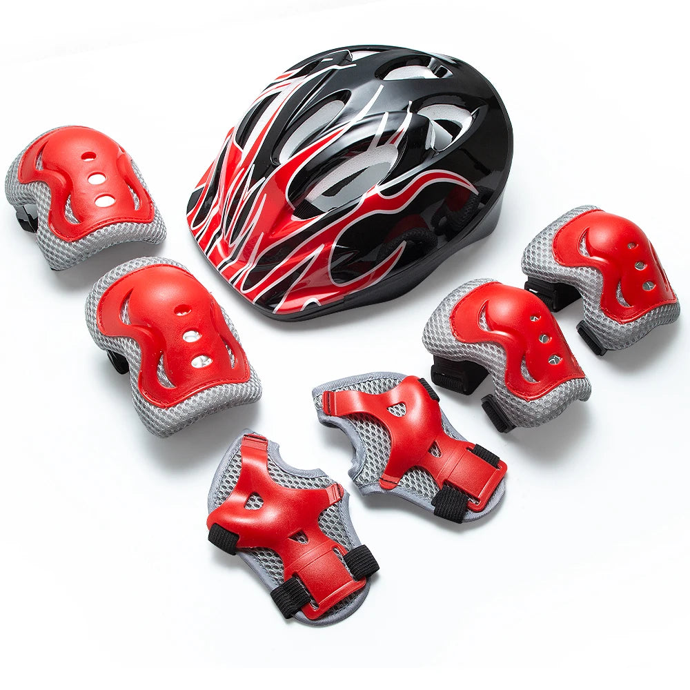 3-in-1 Safety Kit: Adjustable Bike Helmet + Knee/Elbow Pads + Wrist Guards for Active Girls Boys Age 3-10 Outdoor Play