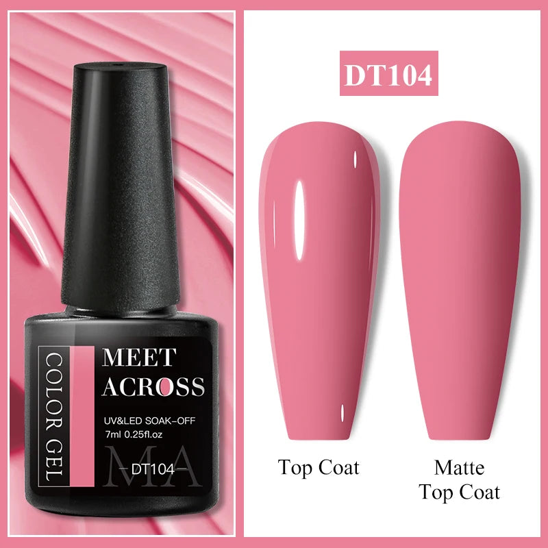 MEET ACROSS 7ml Purple Nail Gel Polish Semi Permanent Nail Art For Nails Decoration