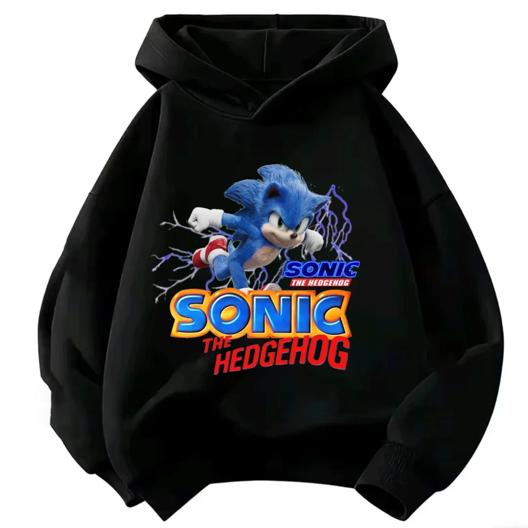 2026 Kids Thick Hoodie with Cute Sonic Anime Pattern